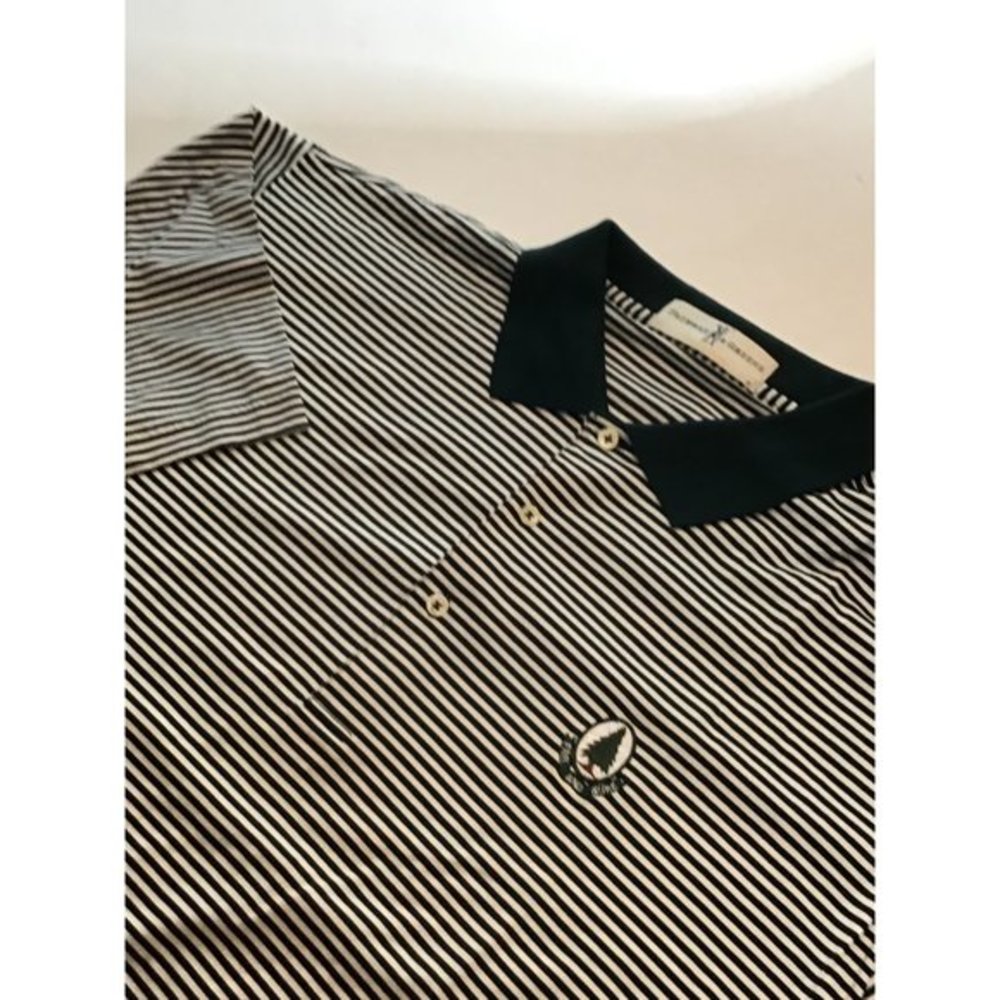 Fairway & Greene Mens XL Striped Polo Shirt Navy White Mercerized Cotton‎ Golf